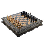 300445-Шахматы С Карельской Березы с Деревяными Фигурами 45*45 см