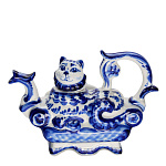 /коб-АРТМ Гжель  ЧАЙНИК "Кот на диване" кобальт 