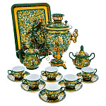 0072580-3л Самовар электрический с сервизом на 6 персон "ЛАНДЫШ"поднос прямоуг зеленый