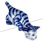  Гжель Скульптура"КОТ ОХОТНИК" кобальт 