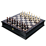 0073251/НП  Шахматный ЛАРЕЦ с Янтарными фигурами 50*50*10,5см в уп.