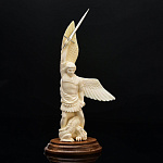 /А59 Изд. из кости Скульптура "Архангел Михаил" на подставке Кость моржа, Аметист, серебро