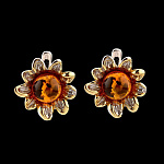 821921/4,87г  Серебро 925* СЕРЬГИ вст.Янтарь р/п