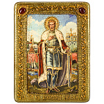 0065378-15*20см Икона подарочная"Александр Невский" мор.дуб  в ПУ (RTI-249-2.m)