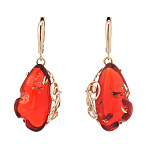 0068250/9,87г Серебро 925* СЕРЬГИ  вст.Янтарь/позолота