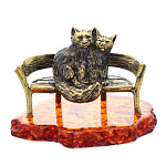 0045845/1894 Сувенир Коты на скамейке ночь Сувенир (коньячный)