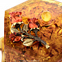 Шкатулка из янтаря шестиугольная "Ветка розы", фотография 2. Интернет-магазин ЛАВКА ПОДАРКОВ