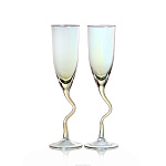 Набор 2 бокала для шампанского 180 мл "Радуга" изогнутая ножка