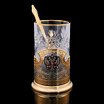 0064614/7372 Златоуст Подстаканник "Герб РФ"+ложка , в П/У SUV 7372