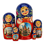 Матрешка "Москва. Храм Василия Блаженного" 5 мест, фотография 1. Интернет-магазин ЛАВКА ПОДАРКОВ