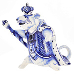 09231 Гжель Скульптура "Король крыс" 5*10см Авт.Черновы Л.и В 