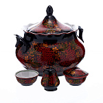 0064601/суп  Хохлома НАБОР ДЛЯ ПЕРВОГО: СУПНИЦА+набор для специя (фарфор)