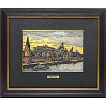 /30*40см Офорт цветной  "Вид на Кремль с набережной (теплоход)" 