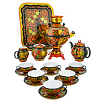 300219-3 л Самовар электрический с сервизом на 6 персон "КЛУБНИКА" шар