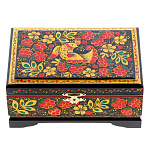 66911/14*9 Хохлома Шкатулка ПТИЦА малина Р3