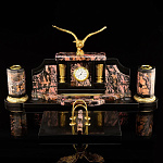 0060757 Нат камень Настольный набор руководителя  "Орел" Яшма пейзажная