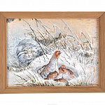 Картина на бересте "Охота на куропаток"