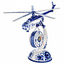 Часы "Вертолет". Гжель, фотография 1. Интернет-магазин ЛАВКА ПОДАРКОВ