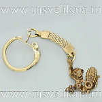 0027873 Бронза Сувенир БРЕЛОК "ОБЕЗЬЯНА С ГРАНАТОЙ" 2см  