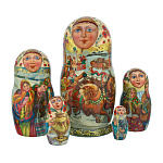 201476 МАТРЕШКА РУССКАЯ ЗИМА 5 мест 19,5 см