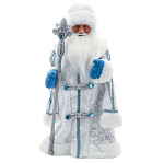0065751 Новый год Кукла ДЕД МОРОЗ музыкальный 46,5см Бело-голубая шуба ПУ