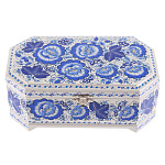 0074462/23*14см Хохлома Шкатулка 1 ОТДЕЛЕНИЕ "ЦВЕТЫ"на белом Р6