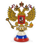 24183/24*18см  Хохлома ГЕРБ РФ настольный с резьбой в ассортименте