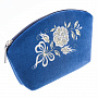 Косметичка бархатная "Счастье". Темно-синяя с вышивкой, фотография 5. Интернет-магазин ЛАВКА ПОДАРКОВ