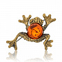 Брошь с янтарем "Лягушка Пузатик", фотография 2. Интернет-магазин ЛАВКА ПОДАРКОВ