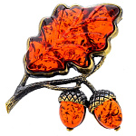 0051100/2210.4 Брошь Листик Дуба (коньячный)