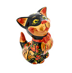 0063595 Хохлома Скульптура СИМВОЛ ГОДА 2023 "КОТ КРАСАВЧИК с бабочкой" 6,5*6*9см