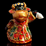 0055515 Хохлома СИМВОЛ ГОДА 2021 БЫК девочка (фарфор)