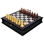 300143-НП Шахматный ларец "ИНДИЯ" с янтарными фигурами 48*48 см 