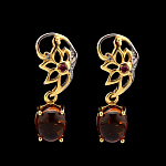 821960/3,68г  Серебро 925* СЕРЬГИ вст. Янтарь фианит р/п