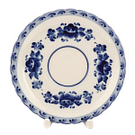 006373 Гжель Блюдце "Подарочное Снегири"