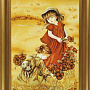 Янтарная картина «Девочка с цветами», фотография 1. Интернет-магазин ЛАВКА ПОДАРКОВ