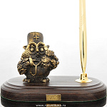 0139236/ручка Бронза Скульптура "Сова-педиатр" подст.дерево