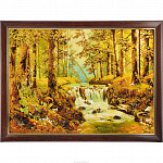 Картина янтарная "Водопад в лесу"