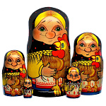 0034649-5м-17см- Матрешка БАБУШКА С ПЕТУШКОМ