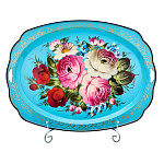 Поднос с авторской росписью "Цветы" 40х30 см