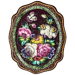 Поднос с авторской росписью "Цветы" 38х31 см