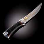 0049634 Златоуст Нож шкуросъемный Соболь (кожа) алюм золото