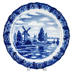  Гжель Тарелка декоративная ЗИМА В ДЕРЕВНЕ  d =23 см