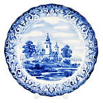 Тарелка декоративная с росписью "Лето в деревне". Гжель