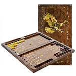 3620/БС Янтарь НАРДЫ "ОХОТА НА ФАЗАНА" Мореный дуб, янтарь 60*32см