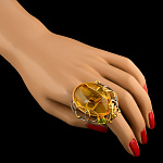 720048/фиан/11,6г  Серебро 925* КОЛЬЦО вст.Янтарь-фианит р/п