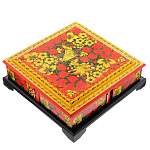 31015/23*23см Хохлома Шкатулка квадр. ТРАНСФОРМЕР"Зимние цветы" 4 отд.Р 80 00-00000522