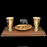 7393 Златоуст Набор"Королевская охота"2стопки+подставка в ПУ 