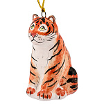 /МАЙОЛИКА фигурка "Тигренок сидящий мультяшный" елочная игрушка  выс 6см