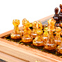 Шахматный ларец с инкрустацией и фигурами из янтаря 28х28 см, фотография 10. Интернет-магазин ЛАВКА ПОДАРКОВ